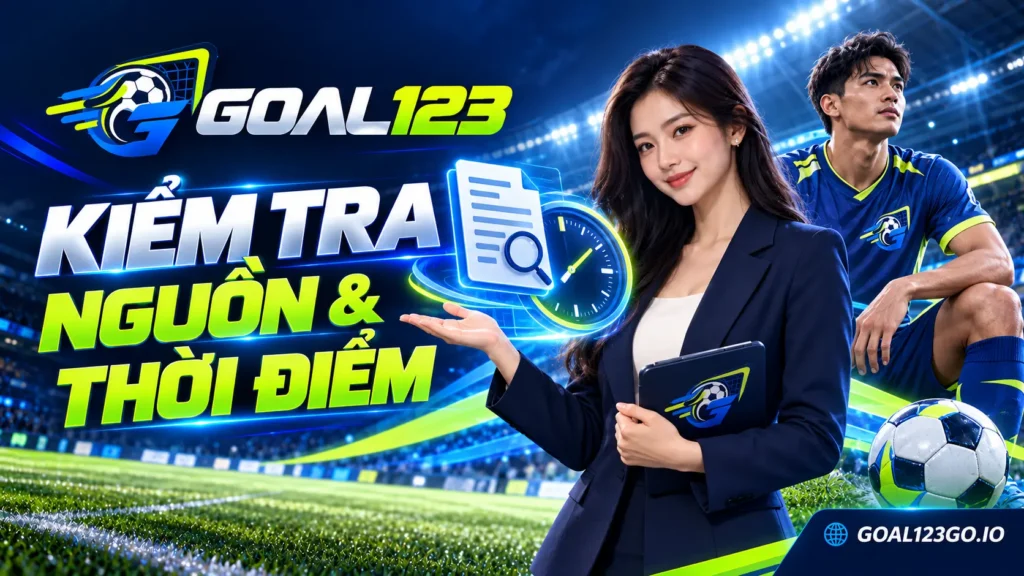 Cầu thủ minh họa việc kiểm tra nguồn và thời điểm của dữ liệu thể thao Goal123