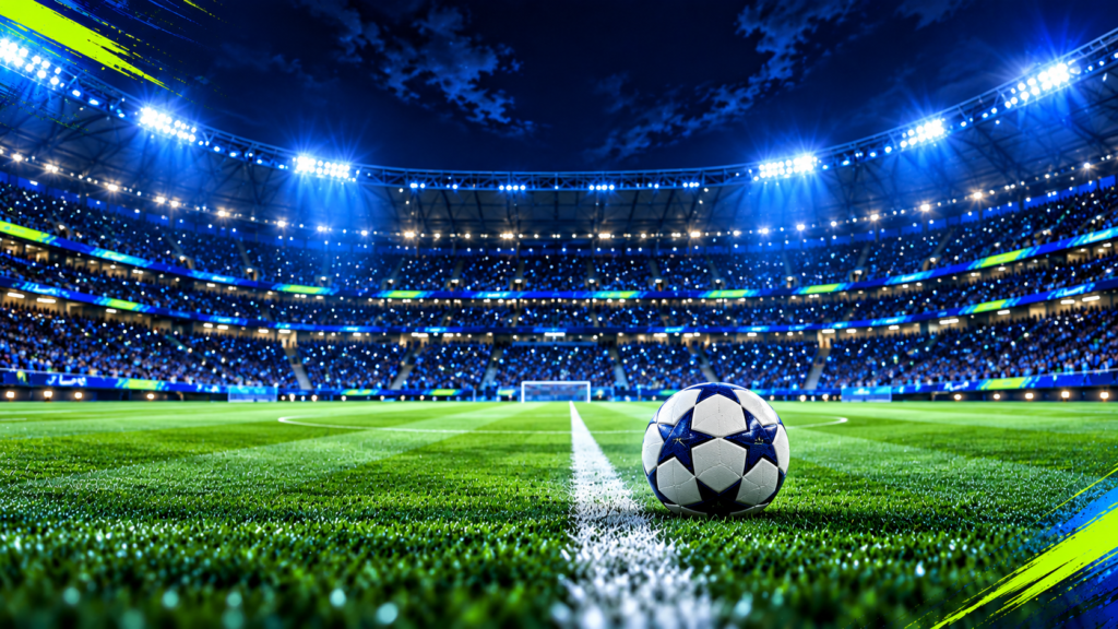 Quả bóng trên vạch giữa sân trong sân vận động xanh trước loạt trận Europa League ngày 15/10