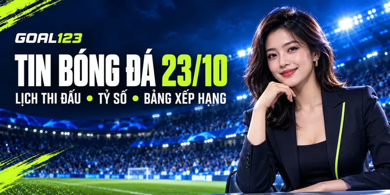 Tin bóng đá 23/10 với nữ MC thể thao AI tại sân vận động
