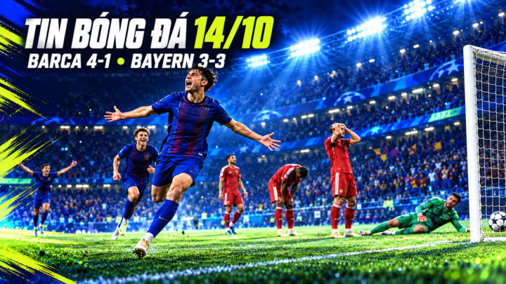 Ảnh bìa tin bóng đá 14/10: Barcelona thắng Galatasaray 4-1, Bayern hòa Viking 3-3.