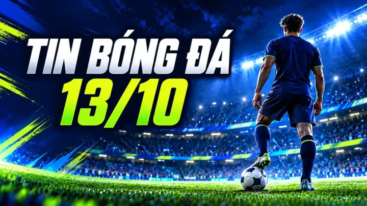 Ảnh bìa Goal123 với tiêu đề Tin bóng đá 13/10, cầu thủ trên sân vận động ban đêm