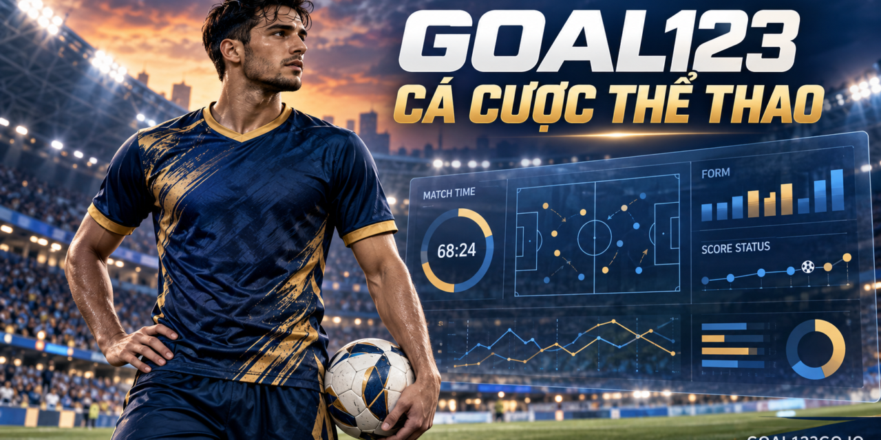 Cầu thủ bóng đá Goal123 quan sát bảng dữ liệu trận đấu và trạng thái thi đấu