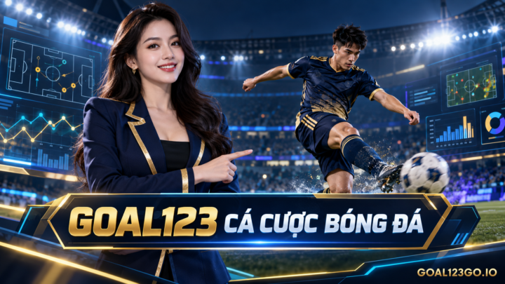 Nữ MC Goal123 và cầu thủ minh họa chủ đề Goal123 cá cược bóng đá