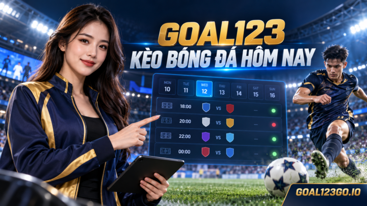 Nữ MC Goal123 và cầu thủ minh họa kèo bóng đá hôm nay