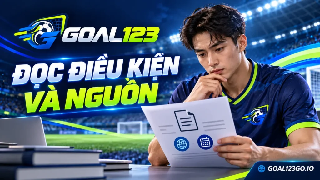 Cầu thủ đọc tài liệu về điều kiện và nguồn thông tin Goal123