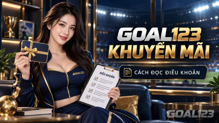 Nữ đại diện Goal123 minh họa cách đọc điều khoản khuyến mãi