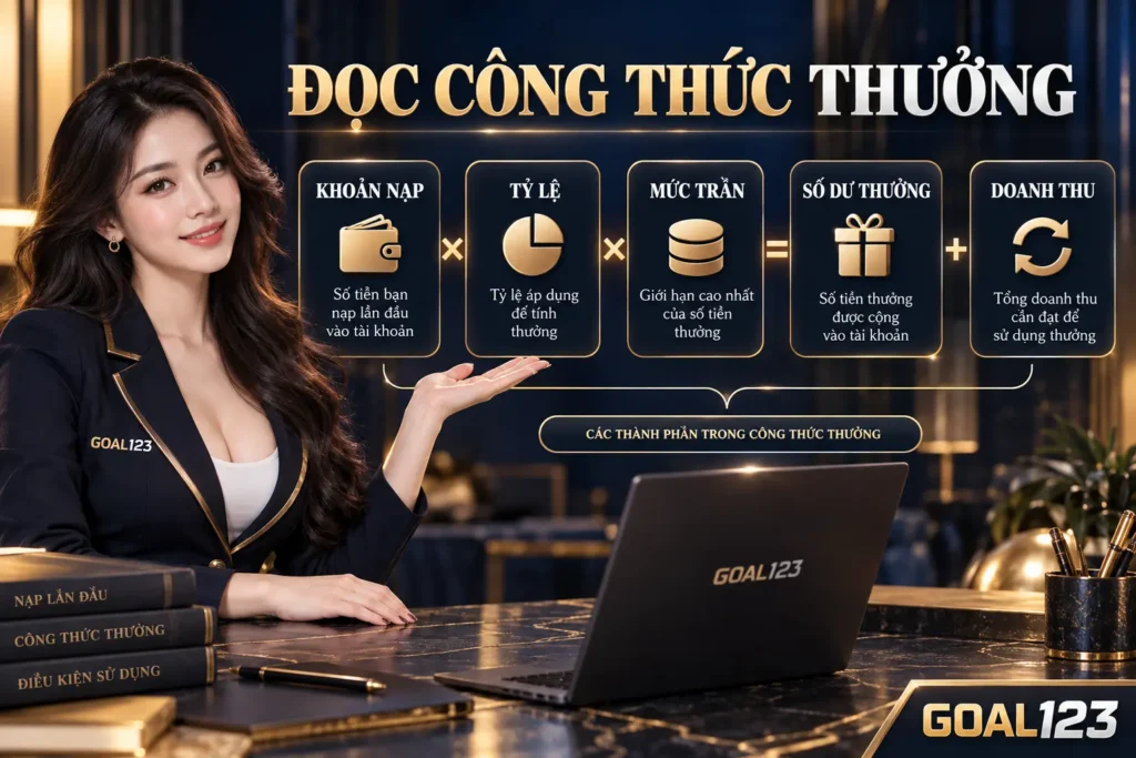 Nữ đại diện Goal123 giải thích các thành phần công thức thưởng nạp đầu