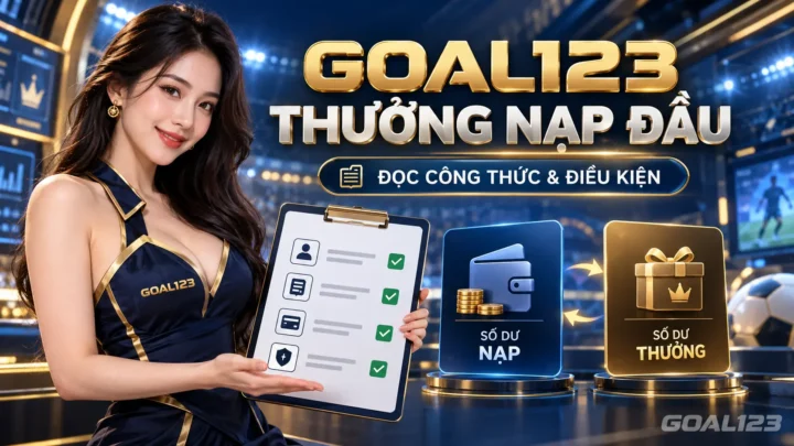 Nữ đại diện Goal123 minh họa thưởng nạp đầu và điều kiện