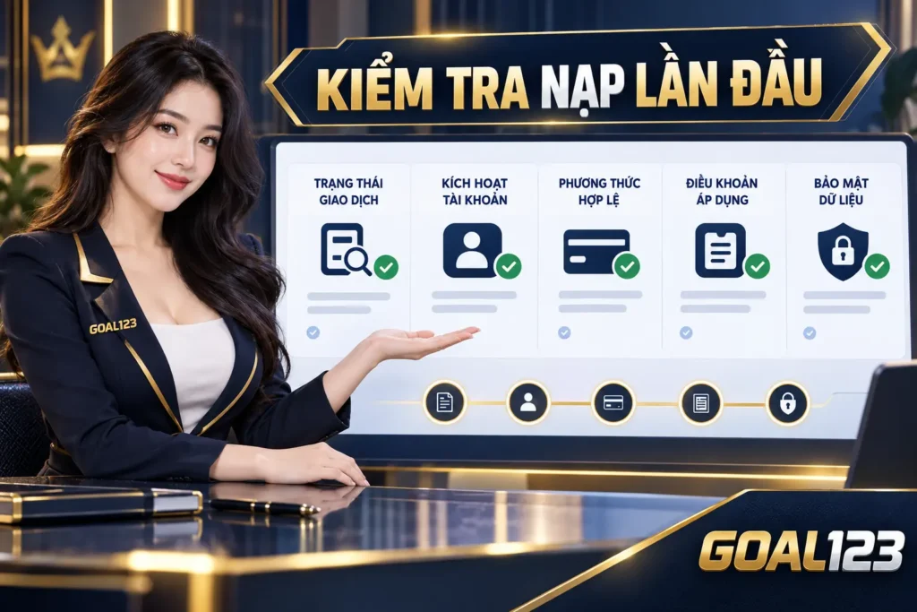 Nữ đại diện Goal123 hướng dẫn kiểm tra giao dịch nạp lần đầu