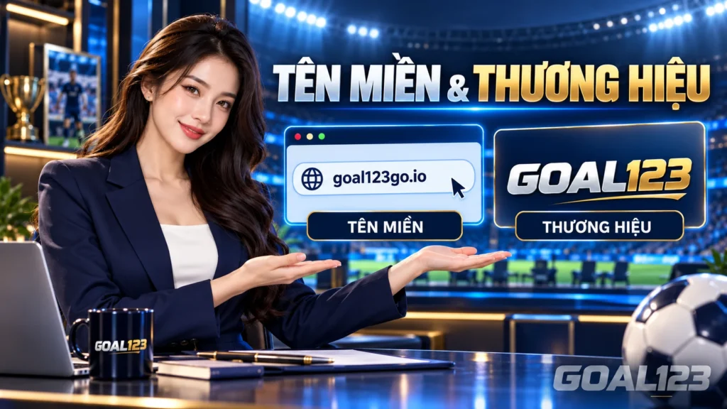 Nữ đại diện Goal123 phân biệt tên miền với thương hiệu Goal123