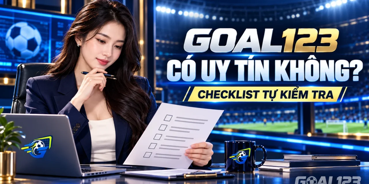 Nữ đại diện Goal123 xem checklist tự đánh giá website