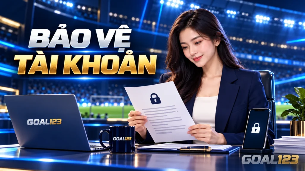 Nữ đại diện Goal123 đọc chính sách dữ liệu và rà soát thông tin tài khoản