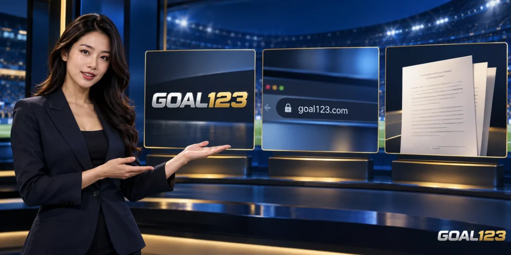 Nữ đại diện Goal123 minh họa sự khác nhau giữa thương hiệu, địa chỉ web và hồ sơ pháp nhân.