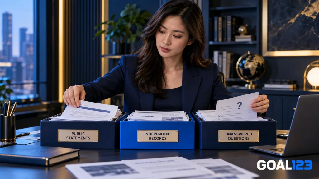 Nữ đại diện Goal123 sắp xếp thông tin công khai, hồ sơ độc lập và câu hỏi chưa được xác minh.
